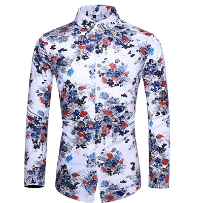 VISADA JAUNA, мужская повседневная рубашка, Модный хлопковый Приталенный топ с цветочным рисунком, фирменный дизайн, для диких деловых мужчин, для мальчиков, большой размер, 7XL, N5119 - Цвет: 01