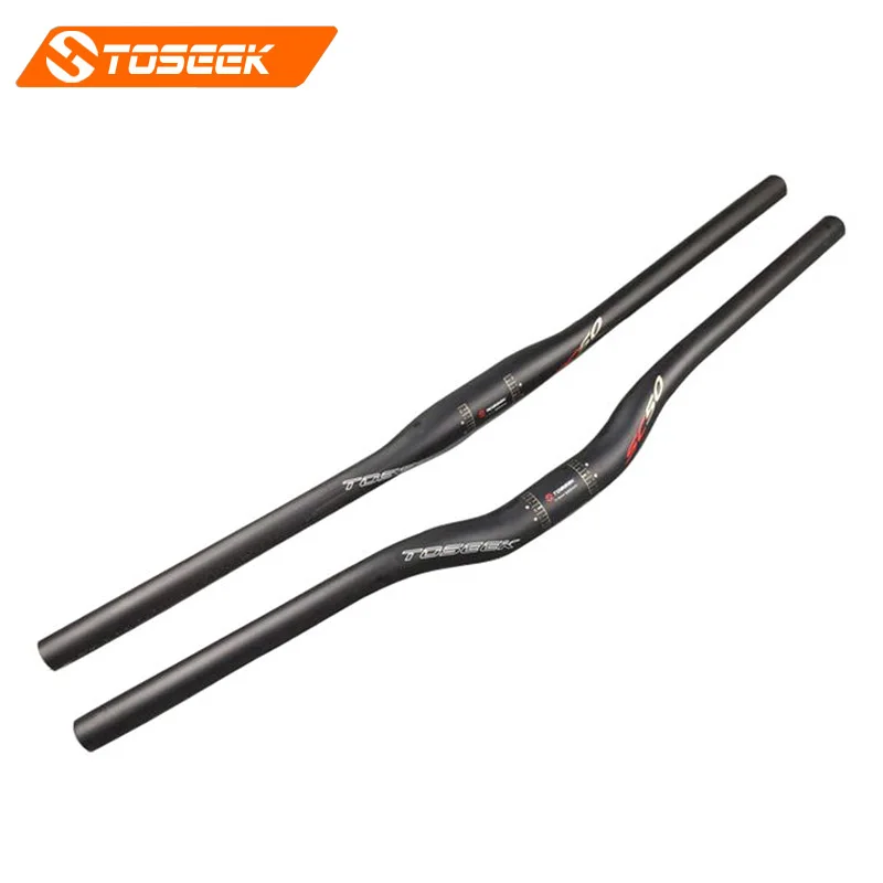 cheap Toseek Full Carbon Fiber Bicycle Handlebar Road Mountain Bike MTB Bicycle rise flat handlebar UD 31.8mm Cycling parts black