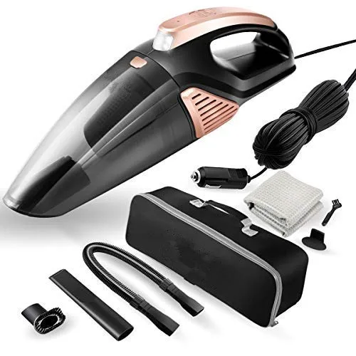

CARAYMIN High Newest Portable Vacuum Cleaner for Car Handheld Wet/Dry Strong Suction 12V 5000PA with LED Light for All Vehicles