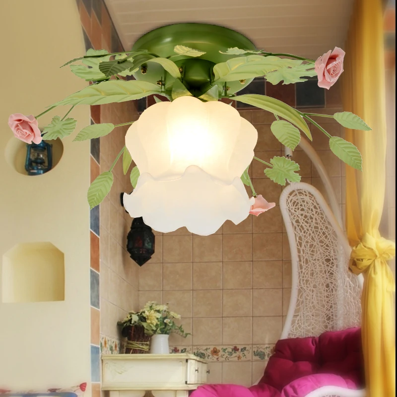 Жилой светильник/светильник, Современная сельская спальня/коридор лампа стеклянная люстра диаметром 45 см светодиодный светильник с цветами