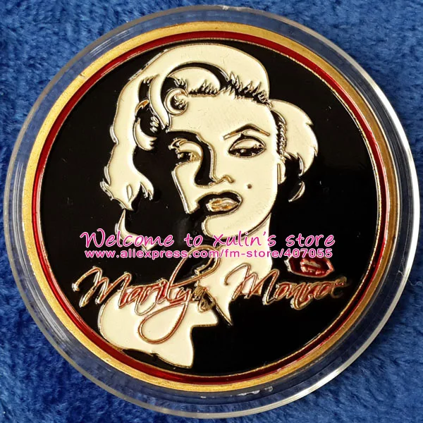 

XDC0045I 20 Pcs Marilyn Monroe Fly Kiss Souvenir Coin Hollywood Super Star Colored Commemorative Coin