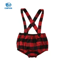 Одежда для новорожденных девочек, Красный Клетчатый комбинезон, шорты на подтяжках, штаны на подтяжках, комбинезоны, одежда, От 0 до 3 лет