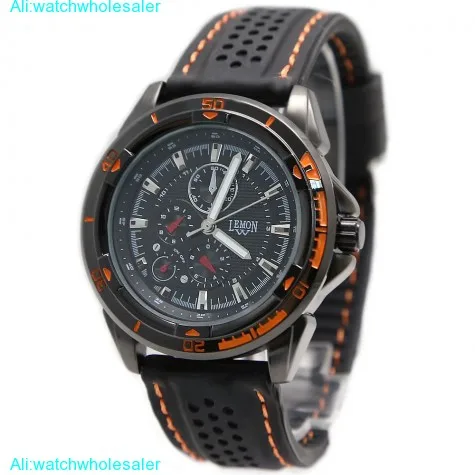 FW849O Black Dial Black Watchcase Water Resist Silicone Black Band Fashion Watch