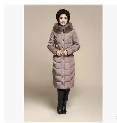 winter women's 90% duck down coat slim thickening plus size XL 2XL 3XL 4XL 5XL long ultra over knee fur collar down jacket coat