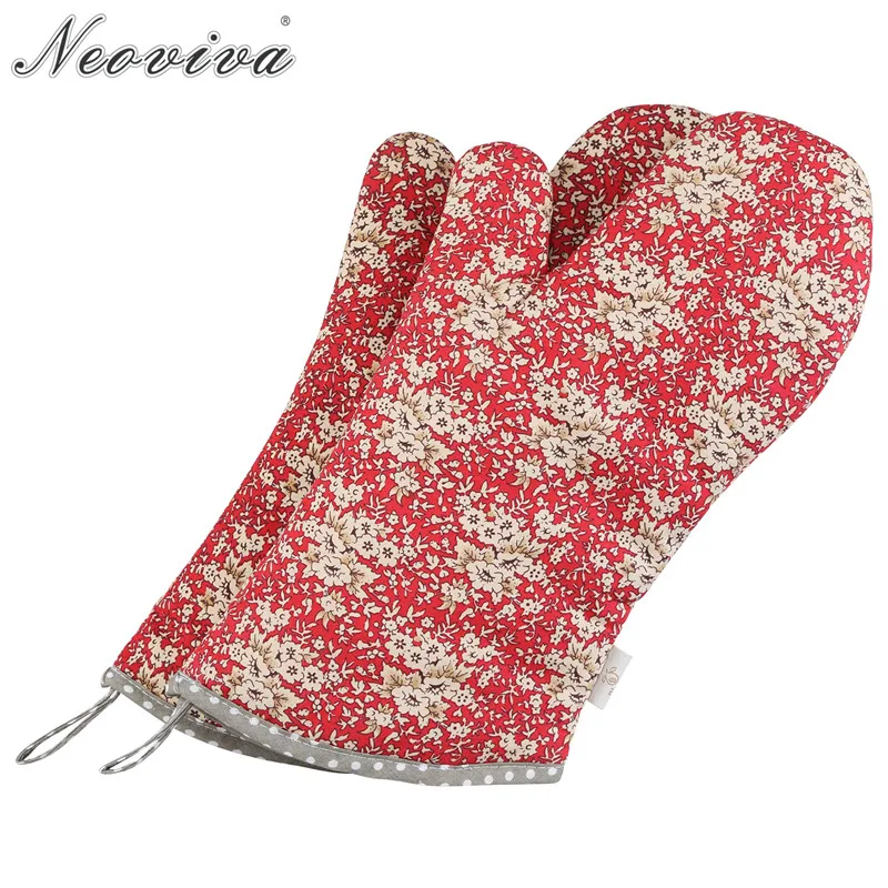 Neoviva Cotton Quilting Adult Women Oven Glove Set of 2 Floral Mandarin