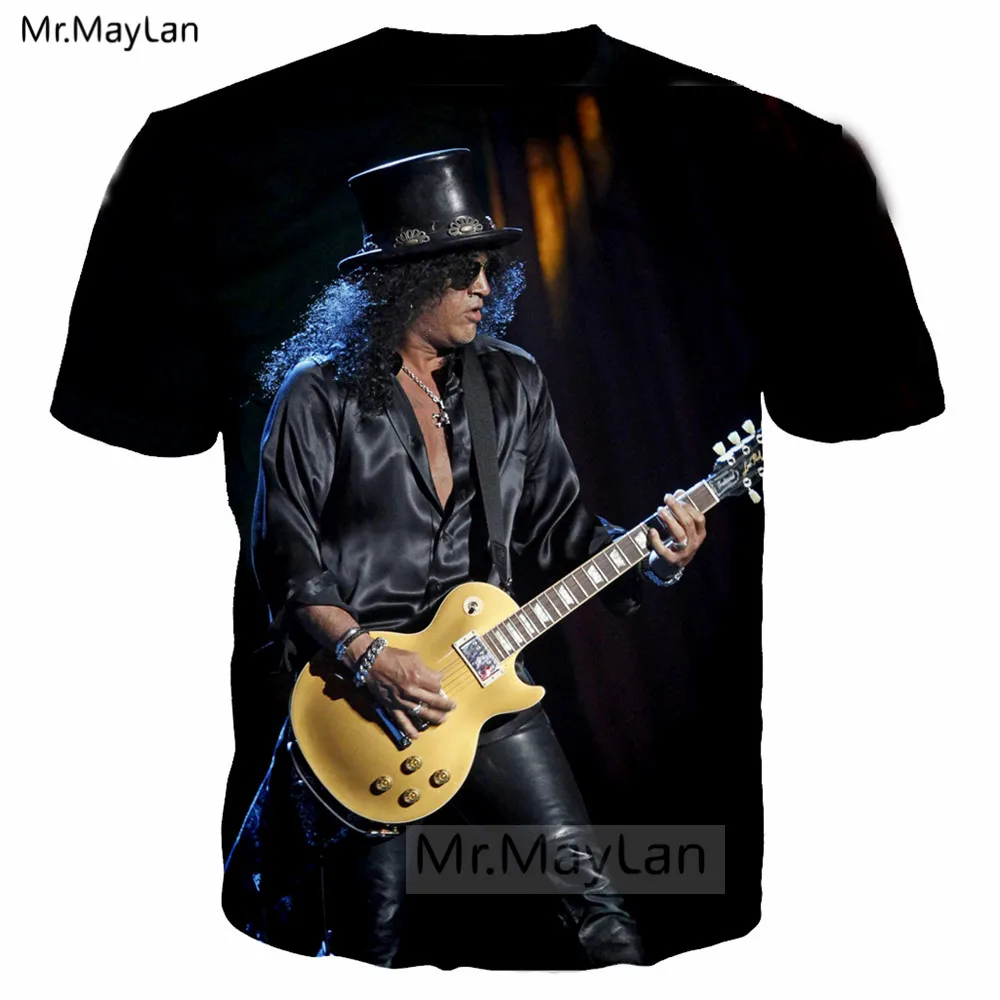 Pop Rock Slash Guitar 3D Print T shirt Men/women Hard Rock Streetwear T-shirt Guns N‘ Roses Band Hip Hop Man Tshirt Clothes 6XL