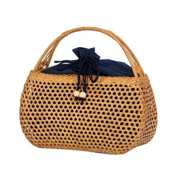 

Bohemian Handmade Rattan Woven Beach Travel Bag Hollow Handmade Vintage Straw Handbag Fashion Home Storage Bag Organizer Decor