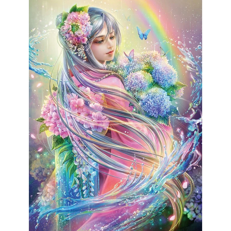 

% 5D DIY diamond embroidery beauty girl with butterfly flowers diamond painting Cross Stitch Rhinestone mosaic home decoration