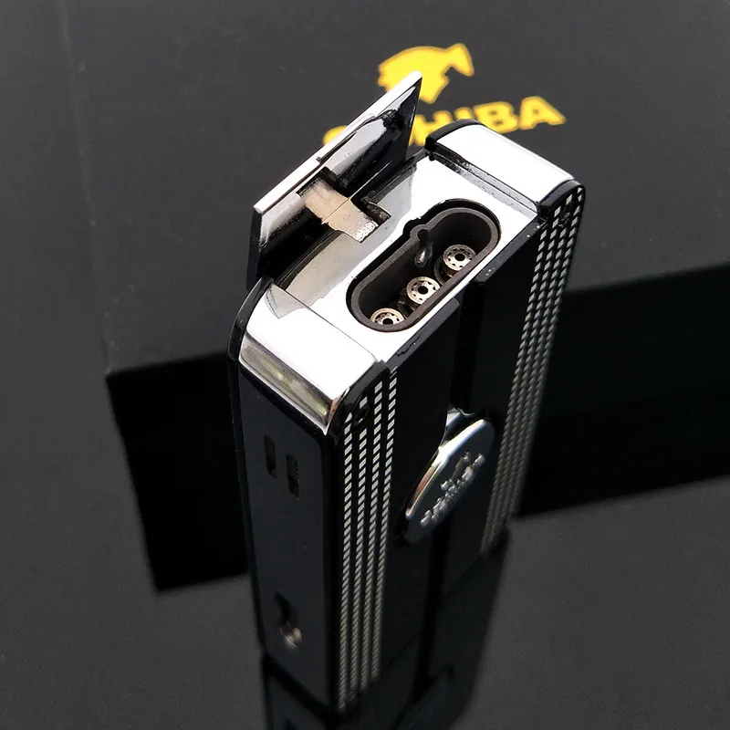 COHIBA 3 фонарь струйная сигаретная Зажигалка Прохладный Черный ветрозащитный