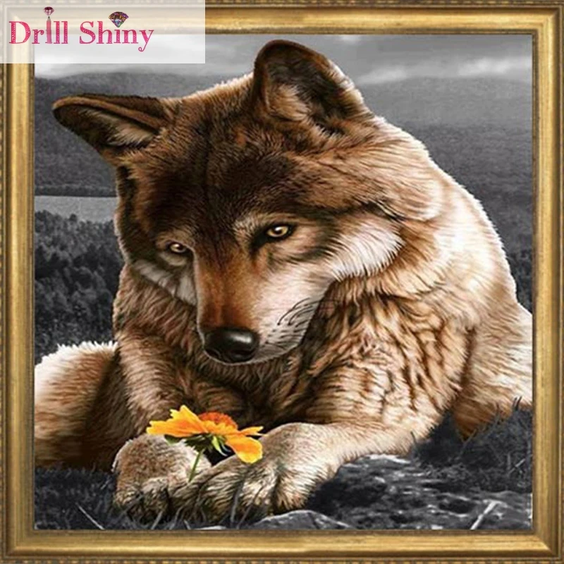 

5D DIY Diamond Embroidery Wolf Animal Paintings Full Square 3D Rhinestone Pasted Cross Stitch Kits Home Decor Handicrafts