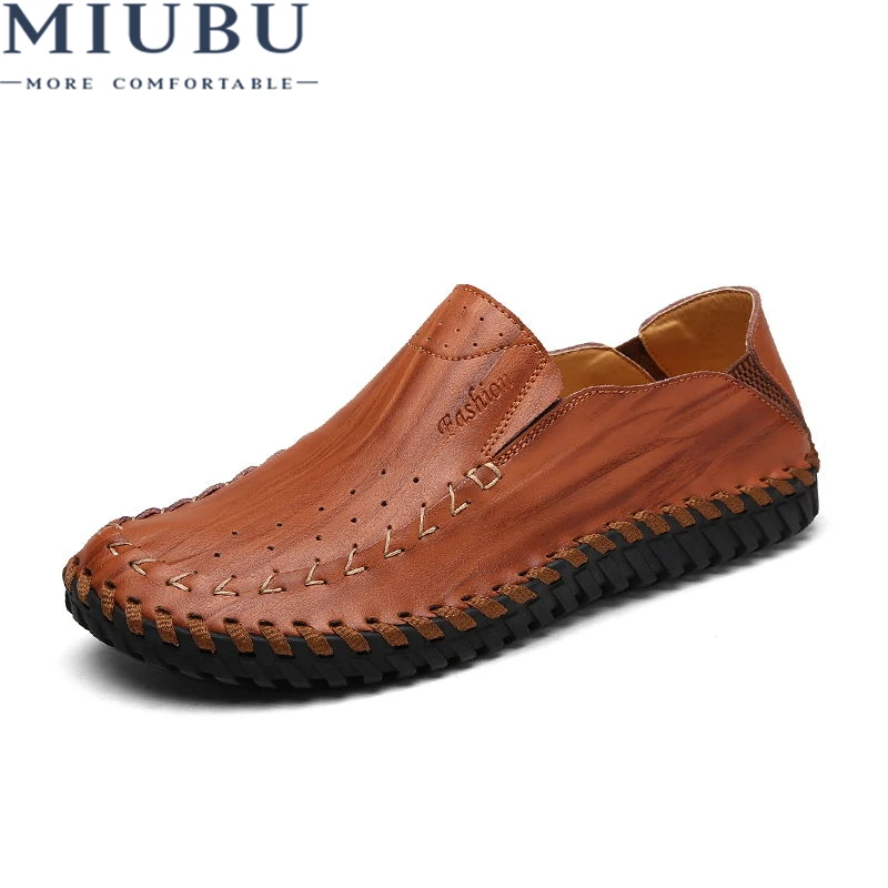 

MIUBU Arrivals fashion men casual shoes genuine leather men flats shoes soft comfortable men loafers driving shoes