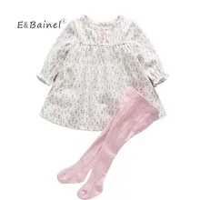 E& Bainel/Одежда для маленьких девочек от 0 до 12 месяцев, весенне-осеннее платье для маленьких девочек цельнокроеное платье с цветочным рисунком для новорожденных, Vestido+ леггинсы, штаны