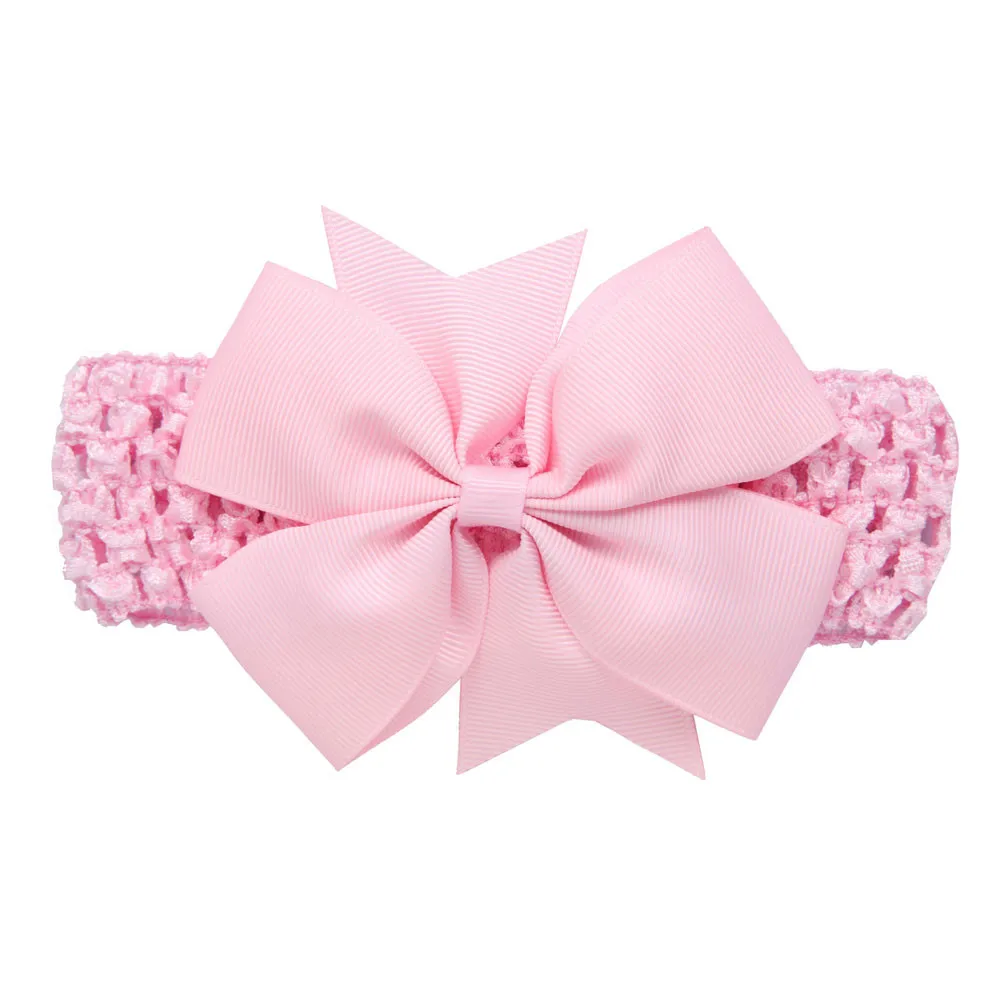 Волнистые повязки на голову для девочек с бантом, аксессуары для волос для девочек, детская лента для волос, аксессуары для волос для девочек, детская повязка на голову#25 - Цвет: Pink