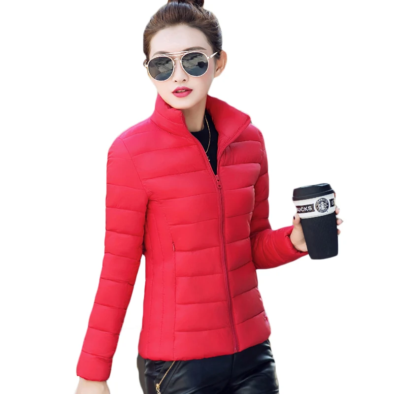 

Spring Autumn Clothing Women Stand Collar Slim Fitting Short Parka Coat Female Thin Style Lightweight Winter Jackets Coats XH440