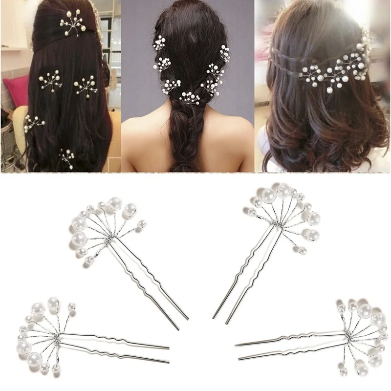 

1PCS Crystal Pearls Flower Hair Clips Women Fashion Hairpin Trendy Wedding Bridal Pearl Hair Pins Bridesmaid Jewelry Hair Clips