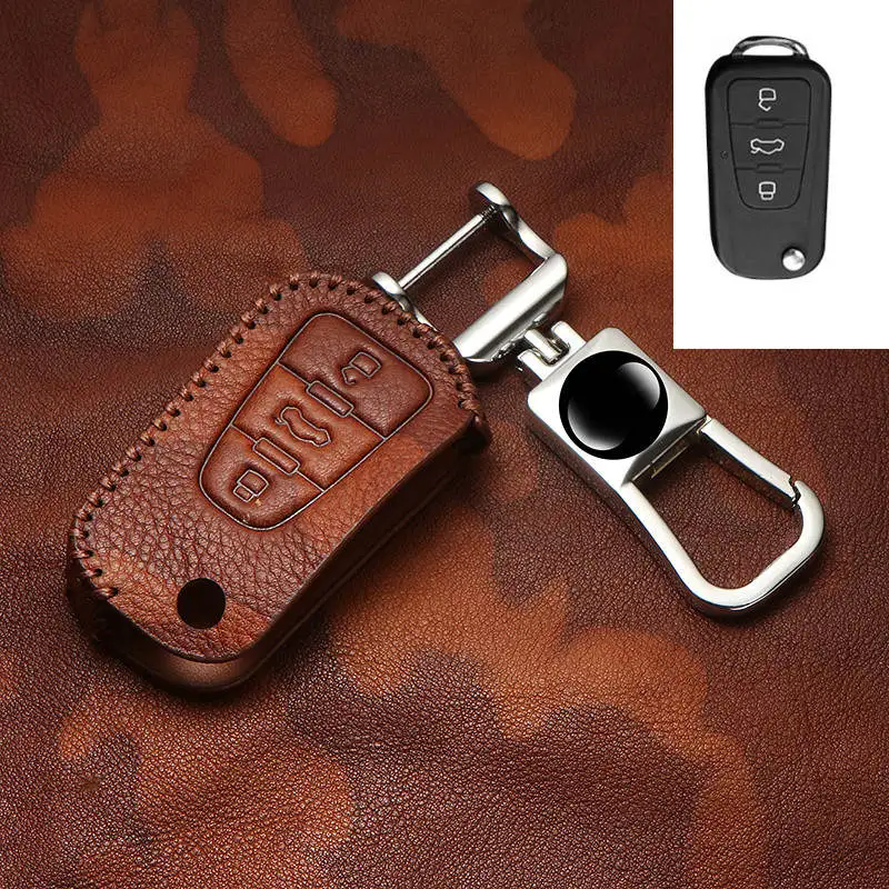 

Genuine Leather car key case cover for MG MG3 MG5 MG6 MG7 GT GS FOR Roewe 350 360 750 W5 3 buttons Car Keychain Retro 2019 New