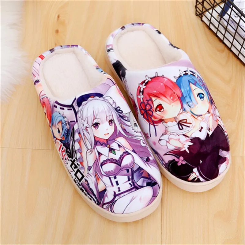 Женская плюшевая обувь из японского аниме Re Zero kara Hajimeru Isekai Ram Rem Emilia теплые