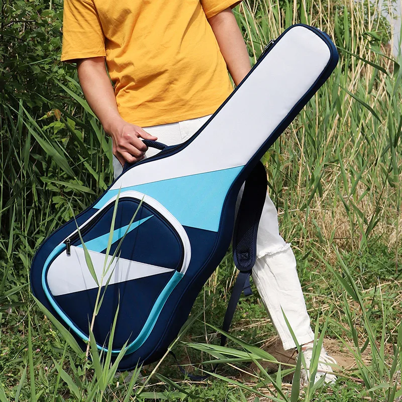 Цветная строчка народная гитара сумка для переноски противоударный плотный народный акустический Чехлы для гитары рюкзак на два плеча Ремни