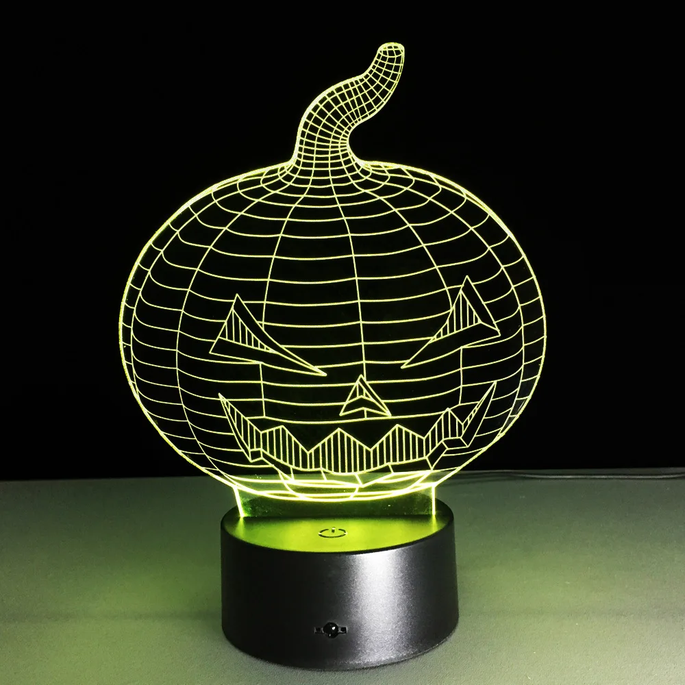 

Halloween Pumpkin 3D Light 7 Color Vision Stereo Light LED Acrylic Table Lamp Touch Night Light