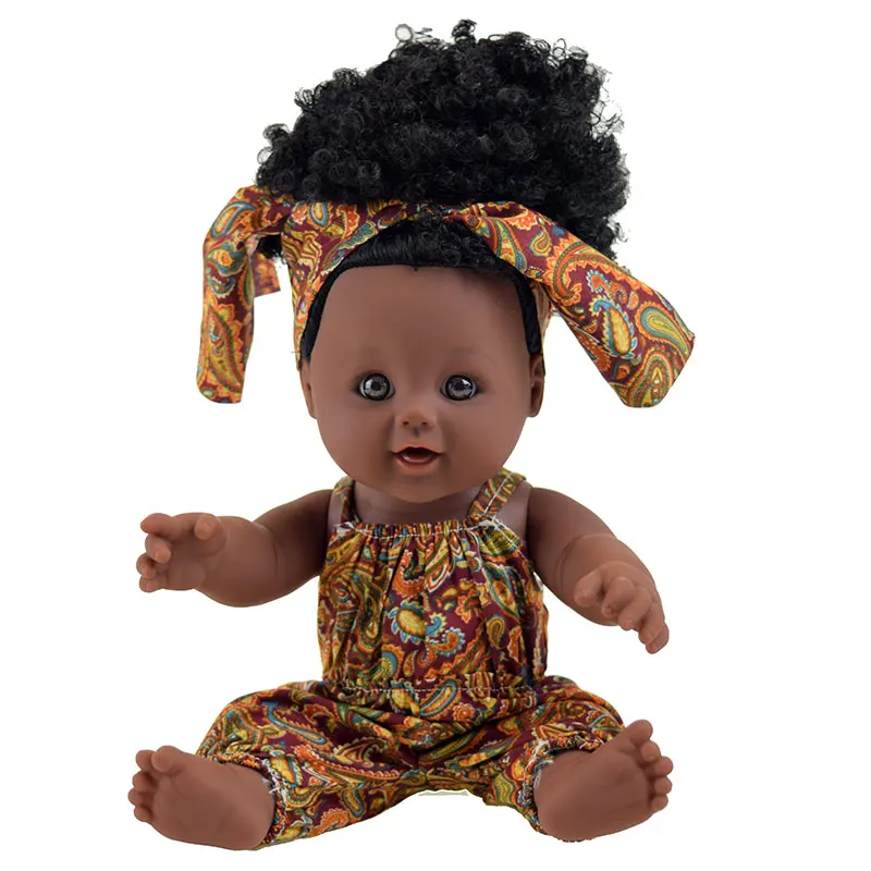 Африканская черная Детская кукла reborn girl 12 дюймов желтая boneca corpo inteiro de silicone reborn baby dolls поп реалистичные дети - Цвет: 02