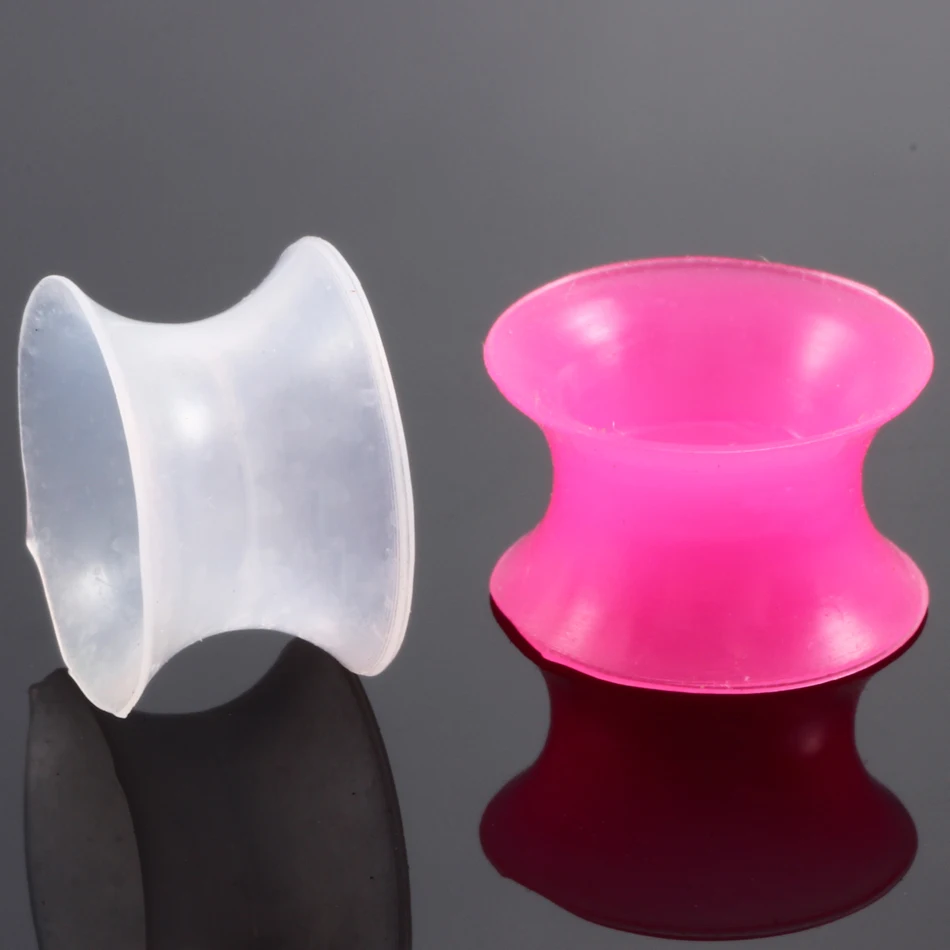 Piercing Jewelry 2Pcs/lot Silicone Tunnels for Ear Flexible Flesh Ear Plugs and Tunnels Earlets Expander Stretcher Dilations Body Piercing Jewelry Body Jewelry Ear Piercing Jewelry