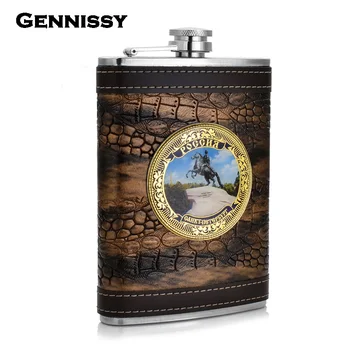 

GENNISSY Portable Hip Flask For Outdoor Sports 9oz Stainless Steel Whisky Alcohol Flask Best Souvenir For Friend