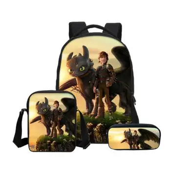 

16 Inch How to Train Your Dragon Backpack Student Boys School Bags Cartoon Printed Kids Daily Travel Backpack Mochila Infantil
