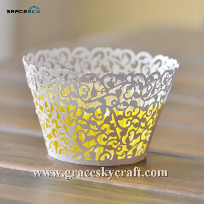 50pcs free shipping Laser Cut grape Vine Lace Cupcake Wrappers Baking