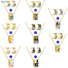 JAVRICK 1 комплект, изысканное ожерелье, серьги для невесты, свадебные женские ювелирные изделия, циркониевое кольцо, эмалированная подвеска, шикарные ювелирные наборы