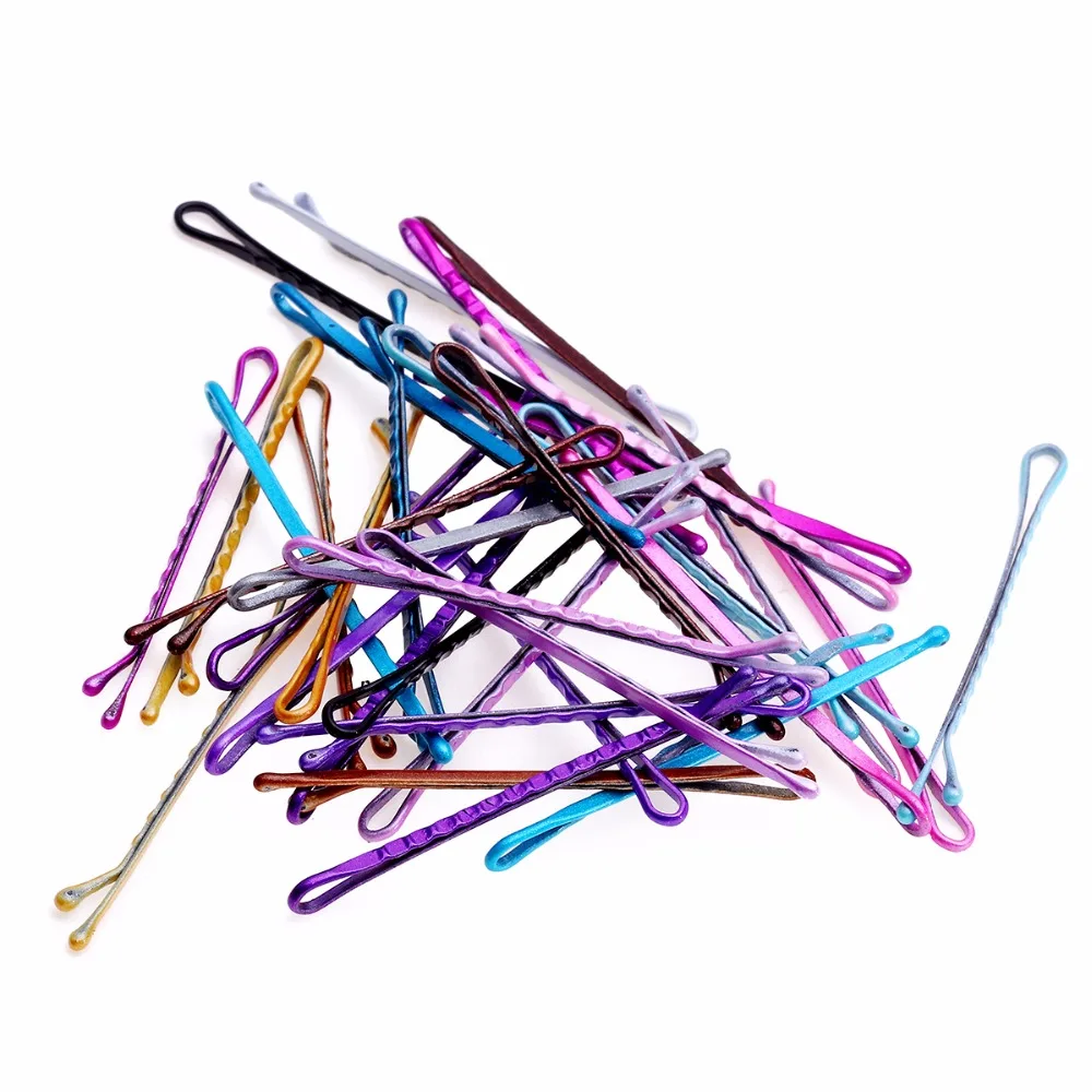 24pcs 5cm Color Hair Clips Bobby Pins for Women Girls Decorative Hair Styling Accessories Wavy Fashion Hairpins Metal Barrettes