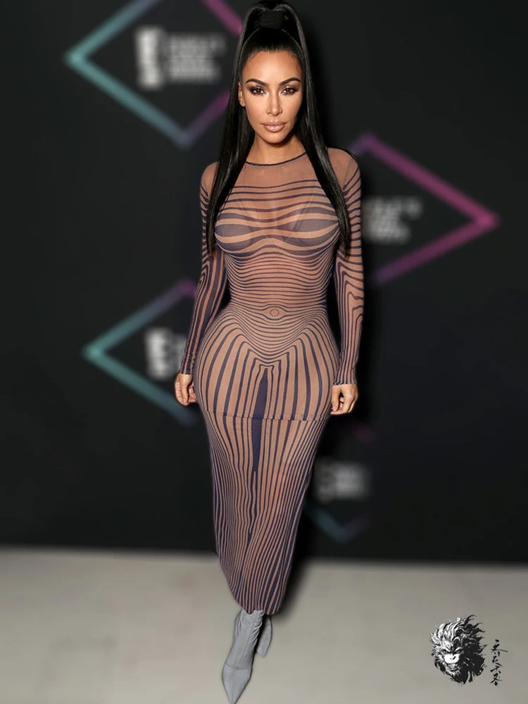 Женское вечернее платье в сеточку Kim Kardashian Клубное длинное макси лето 2019|Платья| |