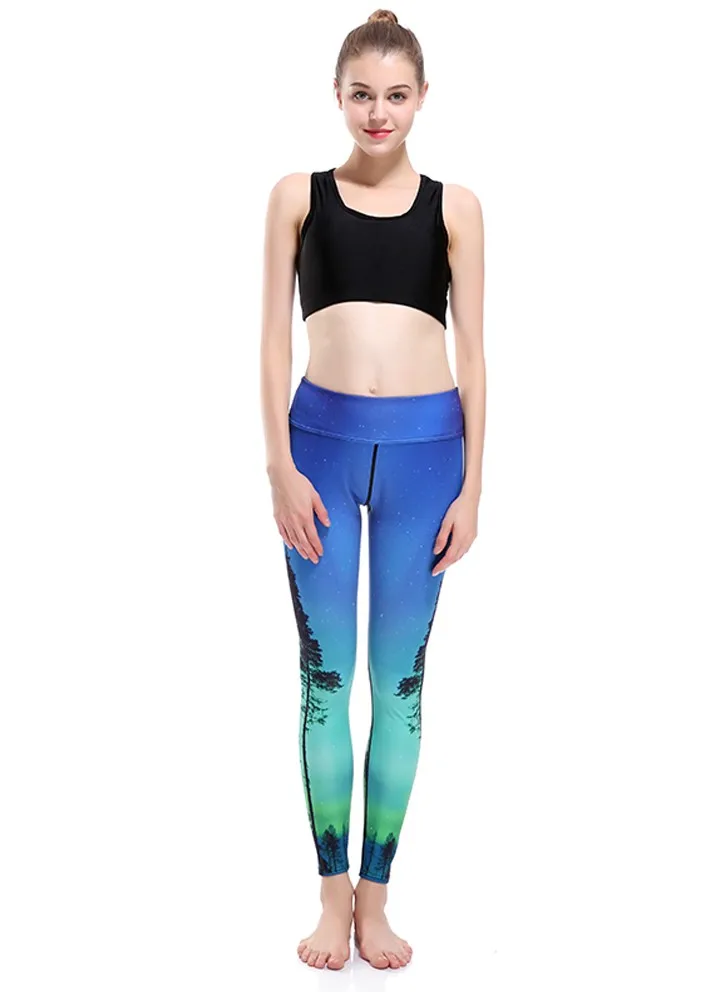 Женские леггинсы для фитнеса, йоги, галактики, фиолетовые, синие, черные, с принтом размера плюс, S до 3xL, эластичные тренировочные штаны для танцев и йоги, 5 моделей