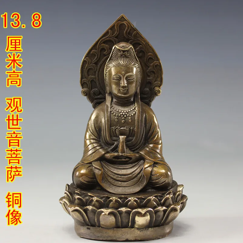 

Brass Copper Buddhism Carved Kwan-yin Bodhisattva Guanyin Buddha Statue Garden Decoration 100% real Brass BRASS