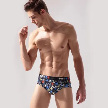 

Ice-Silk Cool Men'S Comfortable Three-Corner Sexy Plastic Buttocks Men Printing Ice Silk Underwearing Summer Fashion Home Wears