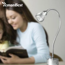 LemonBest гибкий светодиодный настольная лампа Новинка светодиодный настольная лампа для чтения прикроватный светильник с Мощность переключатель переменного тока 100-245 V