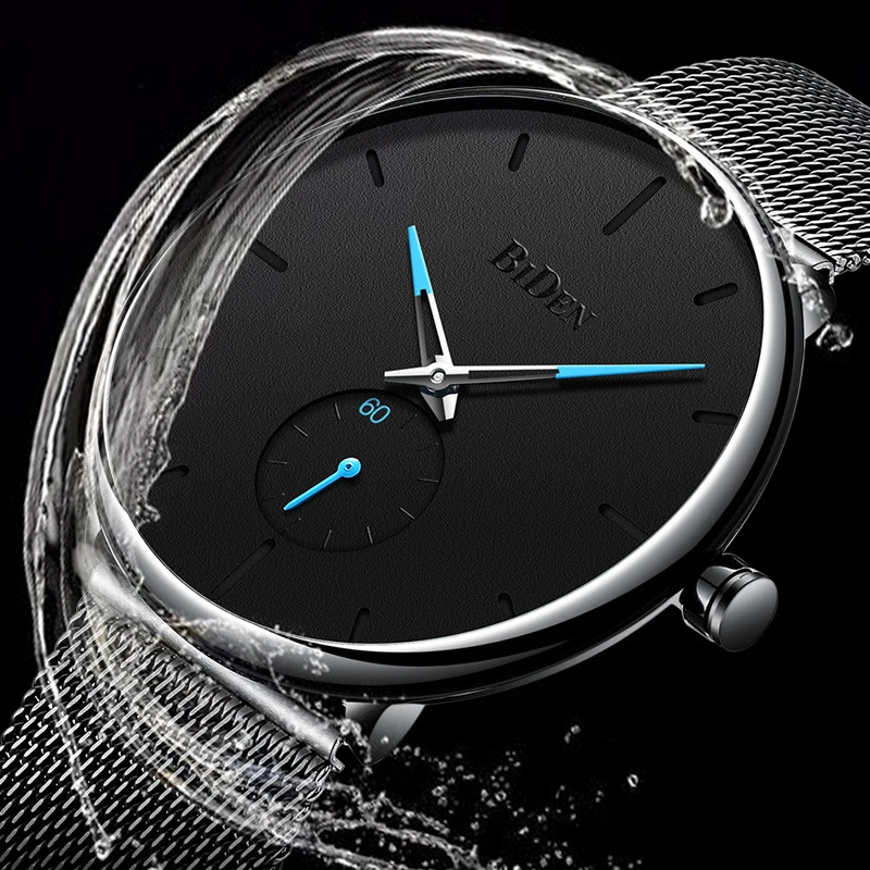 Luxury Top Brand Watch Men Royal Blue Steel Mesh Strap Ultra Thin Dial Design Waterproof Sports Mens Quartz Watch Relogio Clock Quartz Watches Aliexpress