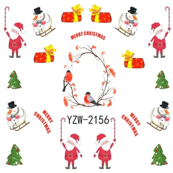 WUF 1 Sheet Watermark Nail Stickers Christmas Designs Nail Art Water Transfer Sticker Decals Nails Wraps Decor 2156