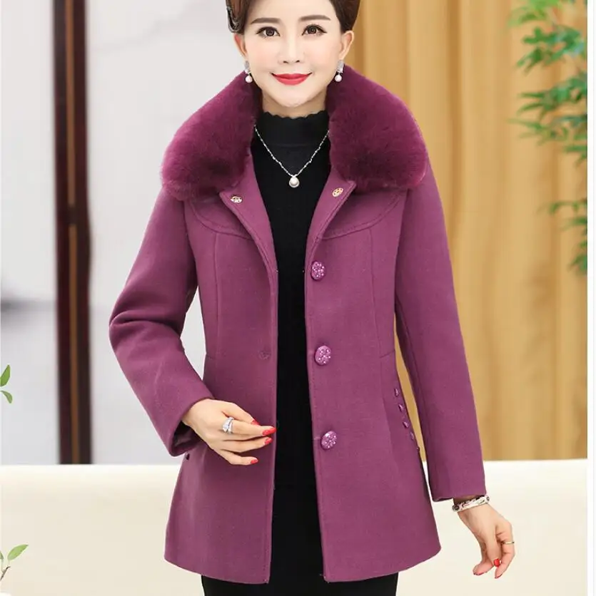 plus size 5XL fashion woolen Fur collar Winter jacket middle-aged women coats long-sleeved long wool coat women plus size 5XL fashion woolen Fur collar Winter jacket middle-aged women coats long-sleeved long wool coat women