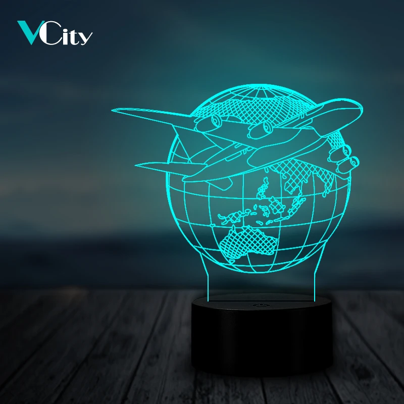 3D ночник VCity для самолета земли домашний декор светодиодный светильник с кабелем
