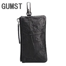 Натуральный кожаный брелок для ключей для мужчин Органайзер сумка корова сплит Автомобильный ключ сумка бумажник ключница чехол для ключей Мини карта сумка