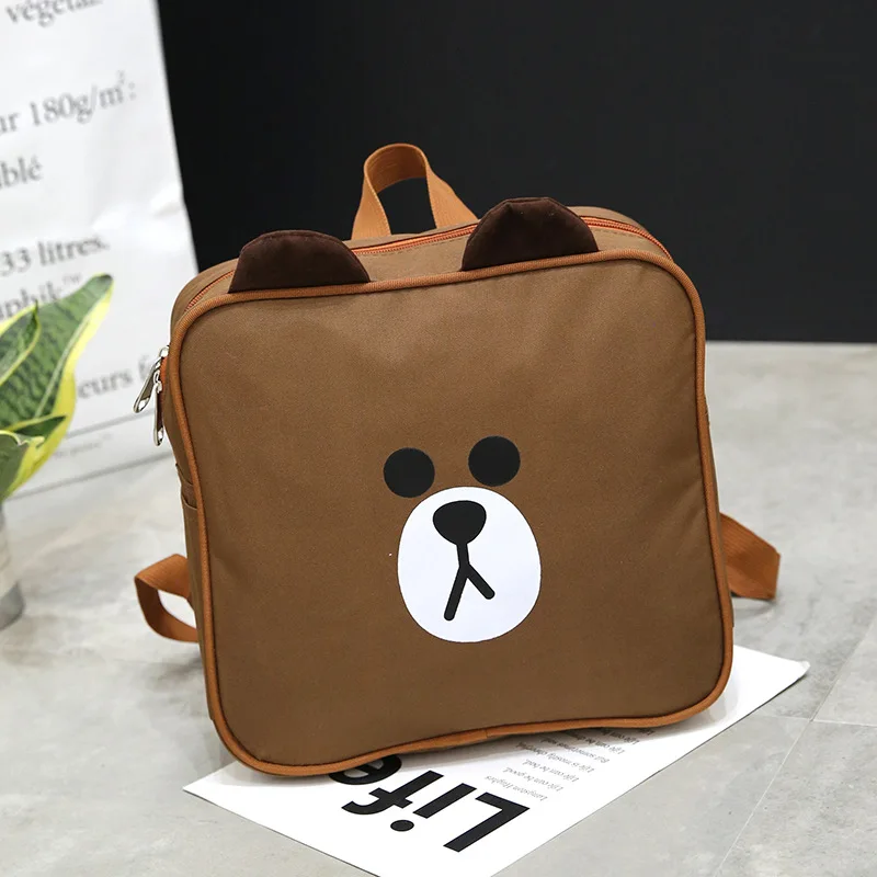 

2018 new Cartoon children's school bag Brown Bear backpack Korean fashion cute super cute square custom backpack