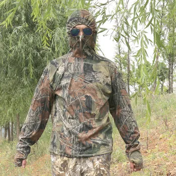 

Outdoor Bird Watching Photography Fast Dry bionic Camo Sunscreen Tops Mens Summer Breathable Fishing Hunting Anti Mosquito Shirt