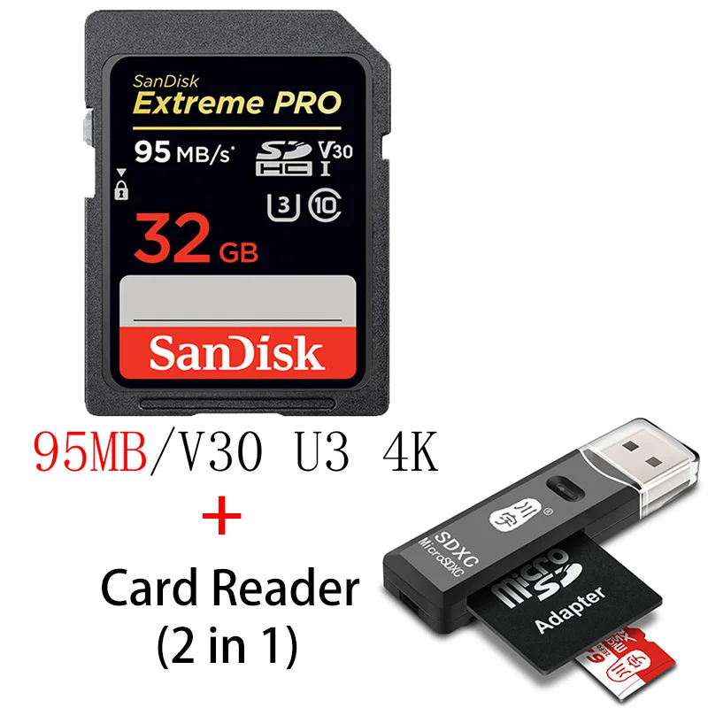 SanDisk Extreme Pro/Ultra SD карта 32 Гб 128 Гб 64 Гб 256 ГБ 512 ГБ 16 ГБ U3/U1 карта памяти 32 64 128 ГБ Флэш-карта SD память SDXC SDHC - Емкость: SDXXG-032G-C296