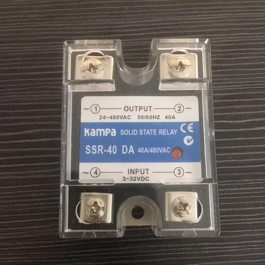 

SSR-40DA 40A DC to AC SSR Relay Single Phase SSR 40A Input 3-32VDC Control Output 24-480VAC Solid State Relay Black (SSR-40DA)