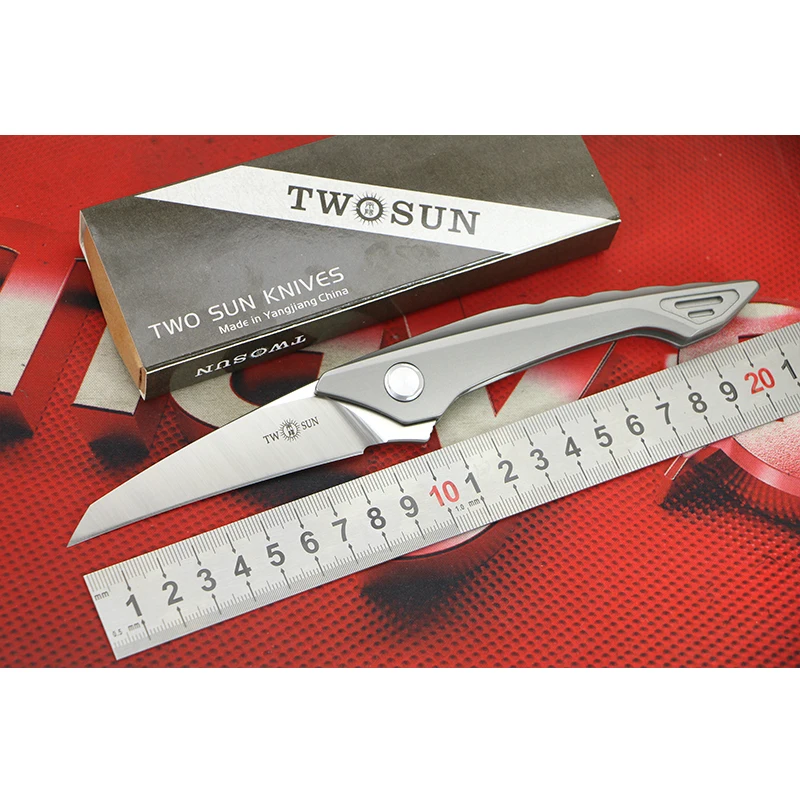 

TWO SUN TS78 M390 blade Titanium integration handle ball brearing Flipper folding knife hunting Outdoor camping knives EDC tools