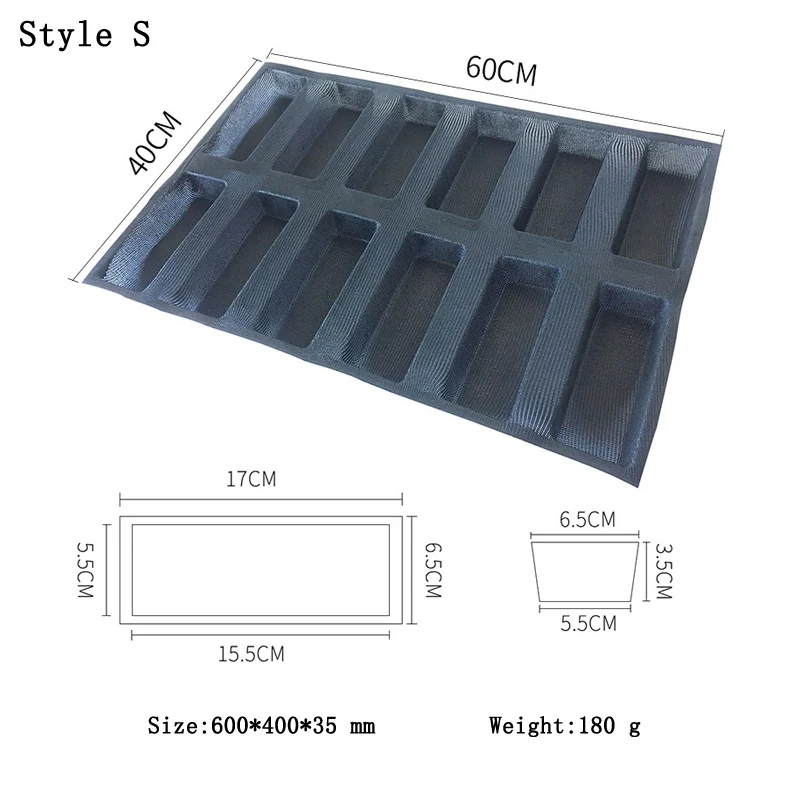 Meibum, силиконовая форма для хлеба из стекловолокна, различные формы, багет, Eclair, длинная форма в виде гамбургера, черный пористый антипригарный инструмент для выпечки - Цвет: Style S
