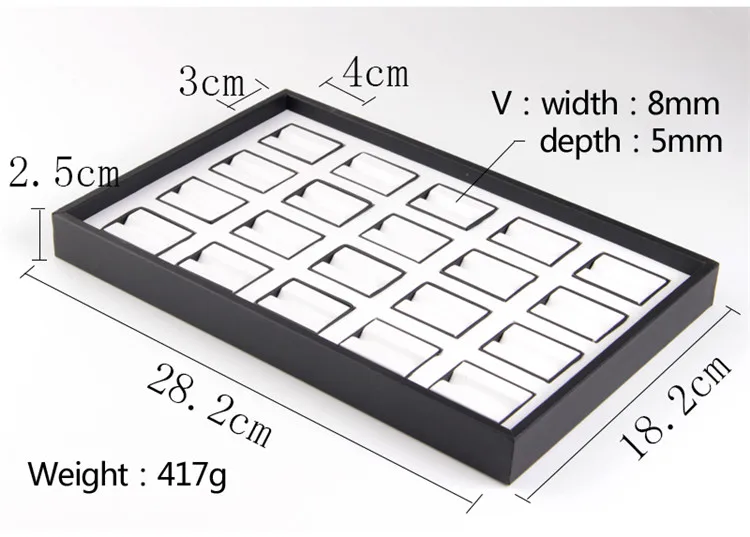 282*182 * 25mmHigh-grade Искусственная кожа охра цвет сокровище лоток для хранения, дисплей лоток