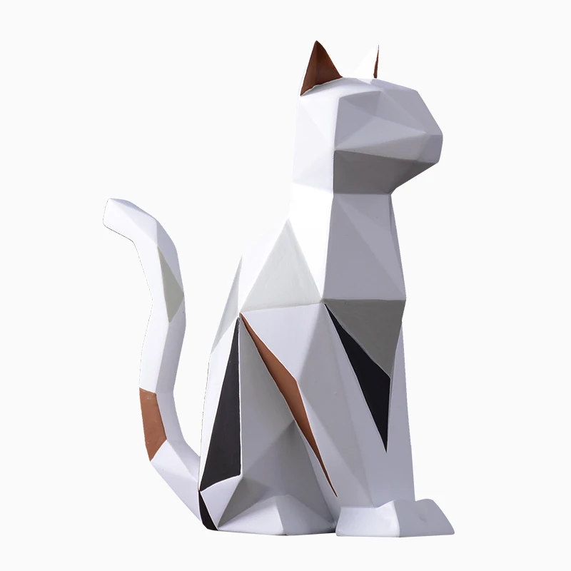 Modern Resin Origami Rabbit Cat Statues Art Sculpture Geometric Animals Crafts TV Cabinet Office Garden Decoration R855