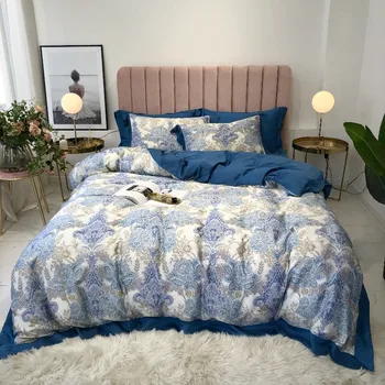 

New Summer Tencel Silk Boho Bedding Sets Luxury Queen King Size Duvet Cover BedSheet Fitted sheet ropa de cama jogo de cama