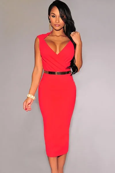 wrap belted bodycon dress
